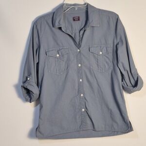 UNTUCKit Men 8 100% Blueish/Gray Button Front Western Style Pockets Casual